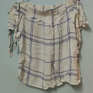 Off shoulder checked top